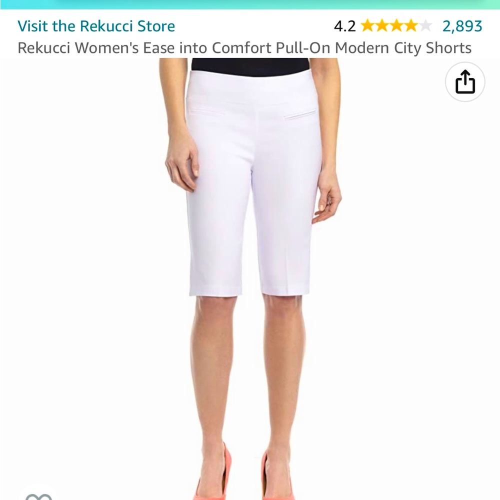 Rekucci White Shorts. Dress up or down. LOTS of give.